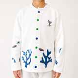 【モンガラハギ】カーディガン/デザイン刺繍入り
