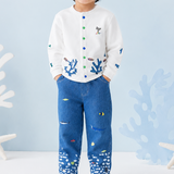 【モンガラハギ】カーディガン/デザイン刺繍入り